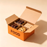 Boîte d'emballage alimentaire avec compartiment personnalisé, boîte cadeau en papier pliable pour biscuits, chocolat, dessert