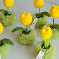 Buket Bunga Tulip Rajutan Tangan dari Benang Katun, Tanaman Pot Buah, Dekorasi Rumah Estetis Penyemangat Emosional, Hadiah
