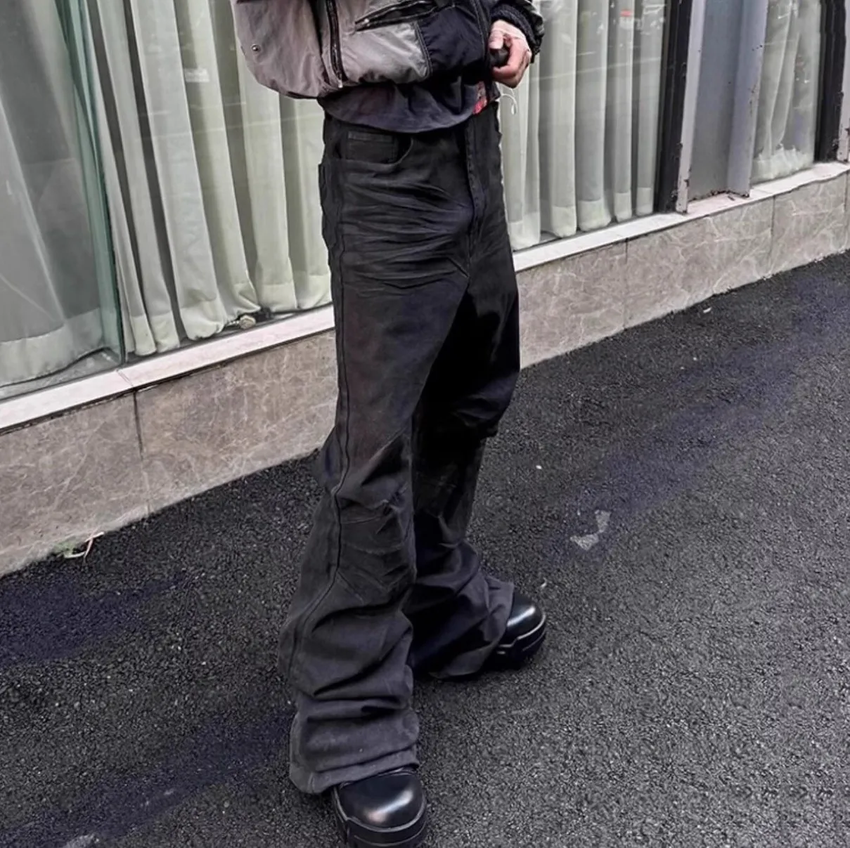 Cargo Pants Mens Black Flare Jeans Crysp Denim Men Leader Cargo 