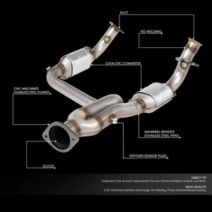 ขายส่งชุดตัวเร่งปฏิกิริยาแบบ Y‑Pipe สแตนเลสสำหรับ 99‑06 Silverado Sierra Tahoe Yukon Escalade 4.3L 4.8L 5.3L - Product Image 2