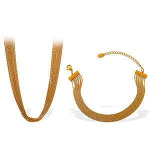 Pulsera de Cadena Multicapa de Acero Inoxidable con Baño de Oro de 18K, Diseño Geométrico para Mujer, Uso Diario - Product Image 5