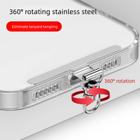Cordon de téléphone ultra-fin en acier inoxydable de 0,3 mm, design en arc, sans débordement, boucle pivotante à 360°, universel pour téléphones