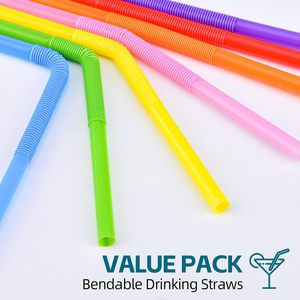 SONGNASS Pailles en plastique flexibles 12,8 pouces extra longues, pliables, colorées, jetables pour fêtes - Product Image 3