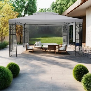 Pavillon gazebo de jardin en métal vintage avec cadre en acier et matériau de voile en PC traité sous pression, carports et auvents inspirés de la nature - Product Image 5