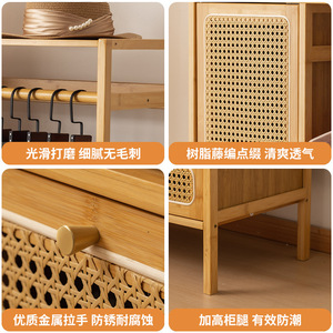 Rattan Wardrobe With Hinged Door Easy Assemble For Bedroom Small Apartment Multi Functional Floor Standing <b>Clothes</b> <b>Rack</b> - Product Image 3