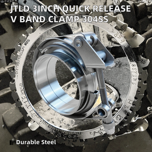 JTLD En stock Collier de serrage <span class=keywords><strong>V</strong></span>-<span class=keywords><strong>Band</strong></span> <span class=keywords><strong>76mm</strong></span> 3 pouces à dégagement rapide pour silencieux, en acier inoxydable poli miroir, avec brides mâles et femelles, pour turbo - Product Image 2