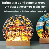 DIY Acrylglas-Malerei LED-Nachtlicht Handgemalte Wasserwellen-Textur Tischlampe Kinder-Bastelgeschenk Abschluss-Dekoration 3-12