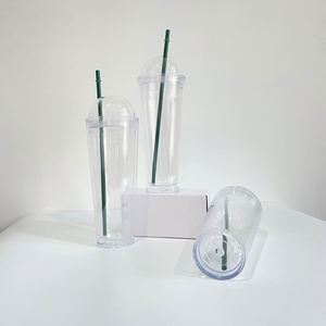Vaso de 24oz para Niñas, de Plástico Acrílico Preperforado, con Globo de Nieve, Brillo Flotante, Transparente, con Tapa de Cúpula - Product Image 2