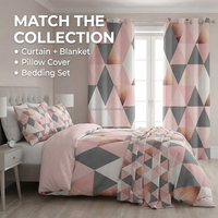 Cortinas Opacas Modernas con Estampado Digital de Triángulos Geométricos Rosa y Gris, con más del 90% de Sombreado, para Oscurecer la Habitación, Decoración del Hogar