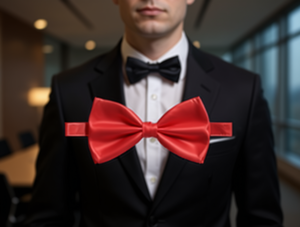 Solid Color Bow Tie Bright <b>Red</b> Pre Tied <b>Silk</b> Formal Wear - Product Image 2