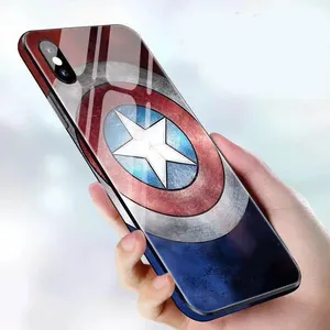Custom Full Edge Covered Printed Marvel Tempered Glass phone case for iphone 6 7 8 xs xr