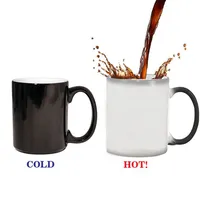 แก้วมักเซรามิกเปลี่ยนสีได้น้ำร้อนเย็น,แก้วมักเซรามิกผิวด้านไวต่อความร้อนสำหรับใส่กาแฟสีดำขนาด11ออนซ์