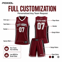 Ensemble d'uniformes de basketball personnalisés à faible MOQ, maillots et shorts par sublimation, tenues d'équipe personnalisées pour les petits clubs, les équipes communautaires et les écoles