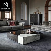 Table basse de salon de luxe, combinaison de meubles modernes nordiques, table d'appoint carrée en marbre, table centrale de luxe