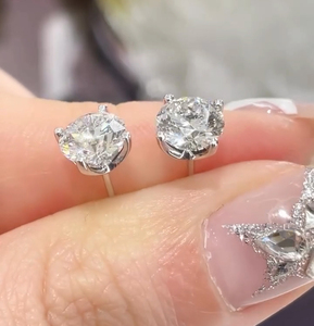 ต่างหูเงินแท้แบบ 3-in-1 สำหรับผู้หญิง ประดับเพชรโมอิสซาไนต์ทรงกลม ตัดแบบ Bezel Setting ดีไซน์ทันสมัย เหมาะเป็นของขวัญสำหรับงานปาร์ตี้ - Product Image 2