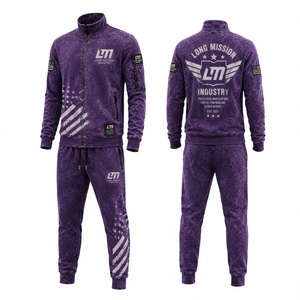 Survêtement Homme LONG MISSION INDUSTRY Violet Uni avec Fermeture Éclair Intégrale, Design Sportif, Impression par Sublimation, Respirant, 100% Coton Léger - Product Image 1