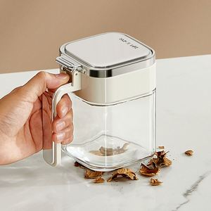 New Design Household Kitchen Seasoning Storage Container Salt Glass Bottle ABS PP <b>Spice</b> <b>Jars</b> with Stainless Steel Lids - Product Image 4