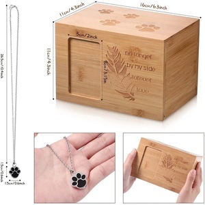 Wooden Pet <b>Urn</b> Memorial Rectangle 16x11x11 Cremation Box For Dogs And <b>Cats</b> With Photo Frame - Product Image 5