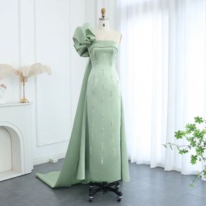 Jancember SZ368 Asymmetric Sage Green One Shoulder Evening Party Gowns Dresses - Product Image 1