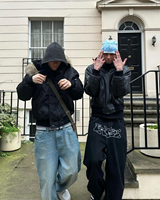 Pantalon en jean baggy Y2K vintage noir et bleu délavé coupe droite large pour homme, style hip-hop, idéal pour l'hiver, de Dongguan