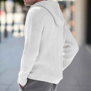 Suéter con Capucha de Punto para Hombre, Cárdigan de Manga Larga, Gris, Fibra Acrílica, Estilo Juvenil, Otoño Invierno, Tallas M L XL 2XL - Product Image 2