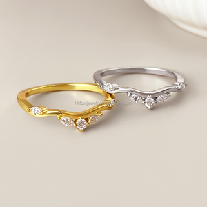 Bague en pierres précieuses classique de luxe, simple, mignonne, charmante, empilable, plaquée or 18 carats, plaquée rhodium, bijoux pour femmes - Product Image 2