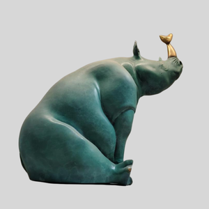 Creative <span class=keywords><strong>Rhinocéros</strong></span> Sculpture Métal Oeuvres En Laiton Animal Sculpture Salon Figurines - Product Image 1