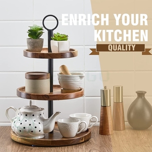 Soporte de bambú para Tartas, soporte para Tartas, ensaladeras para verduras y Soporte redondo, soporte decorativo para tartas con tapa - Product Image 6