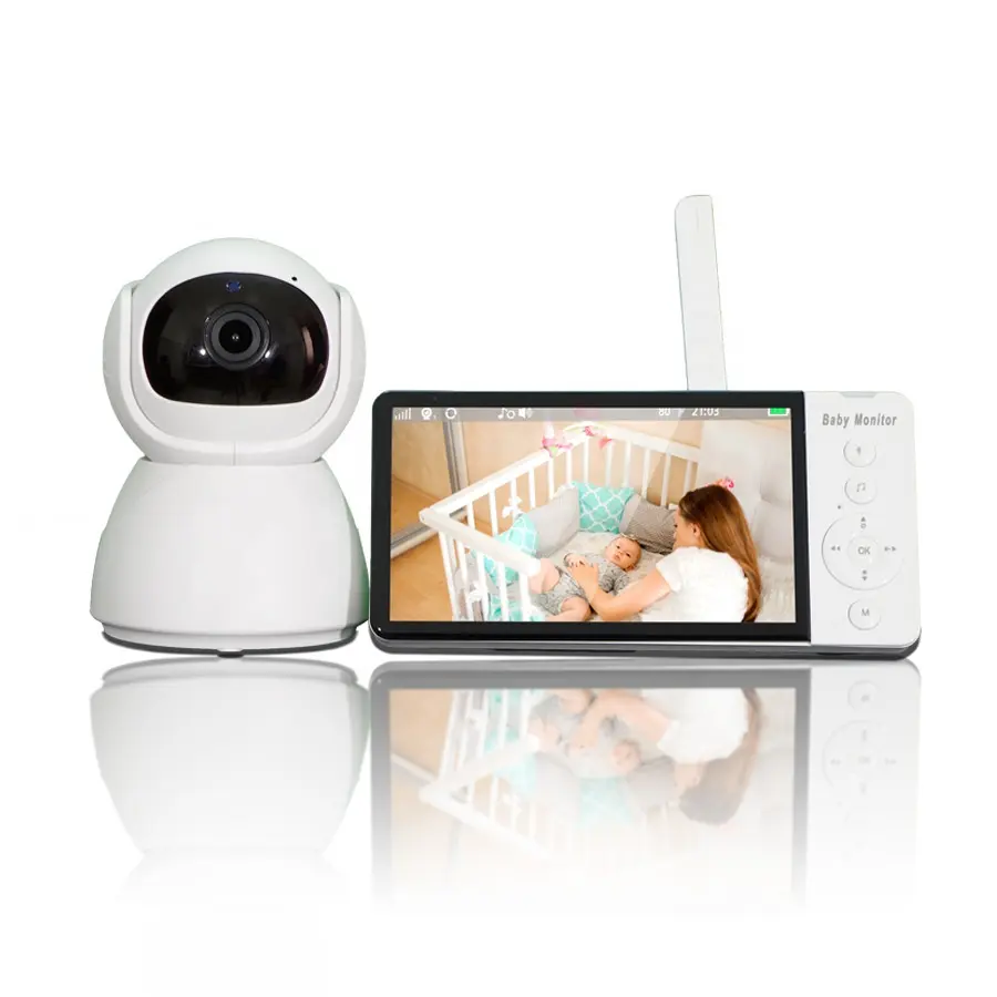 Monitor digital de bebê com vídeo de fábrica, 5 polegadas, 720p, bateria de grande capacidade, detecção de choro, câmera de áudio para bebês, monitor de bebê novo