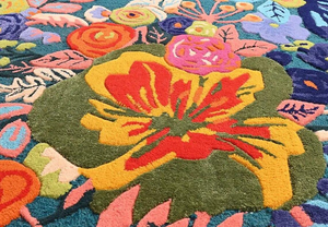 Modern Araceli Cassia Jardin Floral <b>Teal</b> Multicolored 100% Wool Hand-Tufted Area <b>Rug</b> Handmade Carpet for Living Room Kids Room - Product Image 6