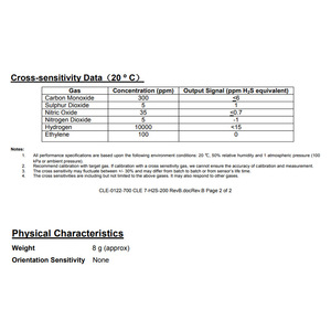 เซนเซอร์วัดก๊าซไฮโดรเจนซัลไฟด์7-H2S-200 0ถึง200 ppm เซ็นเซอร์ความปลอดภัยทางไฟฟ้าเคมี - Product Image 4