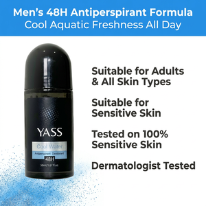 YASS <span class=keywords><strong>Deodorante</strong></span> Roll-on Cool Water per <span class=keywords><strong>Uomo</strong></span>, <span class=keywords><strong>Antitraspirante</strong></span> 50ml, Protezione 48H, Freschezza Acquatica, per Pelle Sensibile - Product Image 2