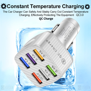 6 Ports USB 48W Charge rapide 15A Mini Charge rapide pour iPhone pour <span class=keywords><strong>Xiaomi</strong></span> pour Huawei <span class=keywords><strong>adaptateur</strong></span> de <span class=keywords><strong>chargeur</strong></span> de téléphone portable dans la voiture - Product Image 5
