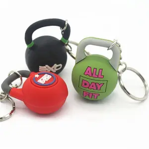 Kunden spezifische 3D-Form F45 PVC Kettle bell Schlüssel bund 2 Seiten logo Benutzer definierte Gummi Gym Fitness Schlüssel anhänger Geschenk