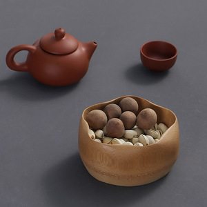 Handmade Bamboo Bowl <b>Set</b> For Snacks And <b>Tea</b> Ceremony 5Pcs Natural Wood Fruit Dessert Tray With Lid Storage Container - Product Image 2