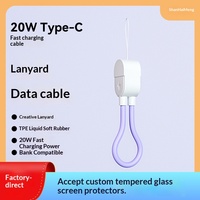 Câble de charge rapide PD USB-C vers USB-C 60W 2026 avec porte-clés, en plastique, design nu/perlescent