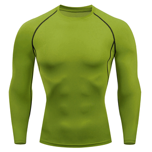 Camiseta Deportiva Personalizada para Hombre, Manga Corta, Compresión Slim, para Gimnasio, Diseño Sólido, Tejido de Secado Rápido, Protección UV - Product Image 4