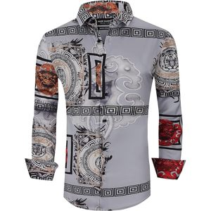 Custom Mens Digital Printed Dress Shirt Regular Fit Satin Anti-Wrinkle Party Button <b>Down</b> Shirt - Product Image 1