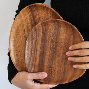Acacia Wood <b>Tray</b> Irregular Shape Handmade Serving Plate For <b>Snacks</b> Tea Coffee Breakfast Dish - Product Image 4