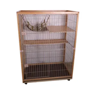 Export Japanese pet supplies luxury solid wood 4-layer cat cage indoor multi-layer cat house with rollers