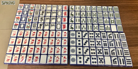 Jeu de Mahjong Classique de Luxe, Tuiles en Acrylique Vintage à Bordure Bleue, Joker Coquille Porte-Bonheur, 160 Tuiles, Mahjong Américain, Divertissement Familial pour les Fêtes