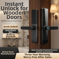 Serrure de porte intelligente Baodeli à installation facile, déverrouillage par carte, application cloud TTLOCK, sécurité de niveau C pour alliage d'aluminium