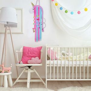 Bambini nursery soggiorno <span class=keywords><strong>macrame</strong></span> unicorno dell'arco dei capelli del supporto delle ragazze wall hanging decor e clip di capelli del bambino hanger organizzatore - Product Image 6