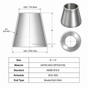Reductor Concéntrico de Acero Duplex 2205, Soldadura a Tope, Resistente a Cloruros (SCC), Resistente a Productos Químicos Clor-Alcalinos, ASME B16.9, ASTM A815, UNS S32205 - Product Image 6
