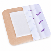 Pansement en mousse de silicone de qualité médicale 4 x 4 pouces, bordure en silicone douce, imperméable, haute absorption, stérilisé à l'oxyde d'éthylène, pour soins des plaies