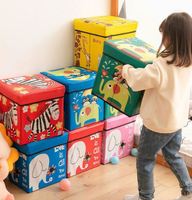 Boîte de rangement pour jouets d'enfants avec couvercle, design animal, dessin animé, empilable, organiseur