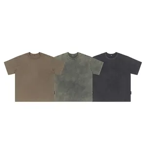 Lemacro Hoge Kwaliteit Zomer Jurk Vintage Blank T-Shirt Met Logo Custom Patroon Katoen Oversized Zuur Wash T-Shirt Voor Mannen