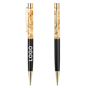 Stylo bille personnalisé avec logo imprimé, feuille d'or torsadée, flocons dorés flottants, design original, cadeaux - Product Image 6