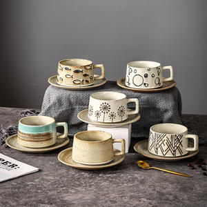 Hot Sale Ceramic <b>Coffee</b> Cup Set Classic Style Eco-Friendly 250ml Afternoon Tea Milk Tea Cup Office <b>Mug</b> with Saucers - Product Image 1