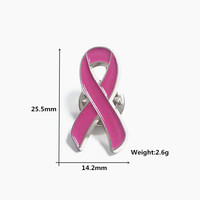 En gros, Pin's émaillé en métal rose de sensibilisation au cancer du sein, style mode, pour vêtements et sacs